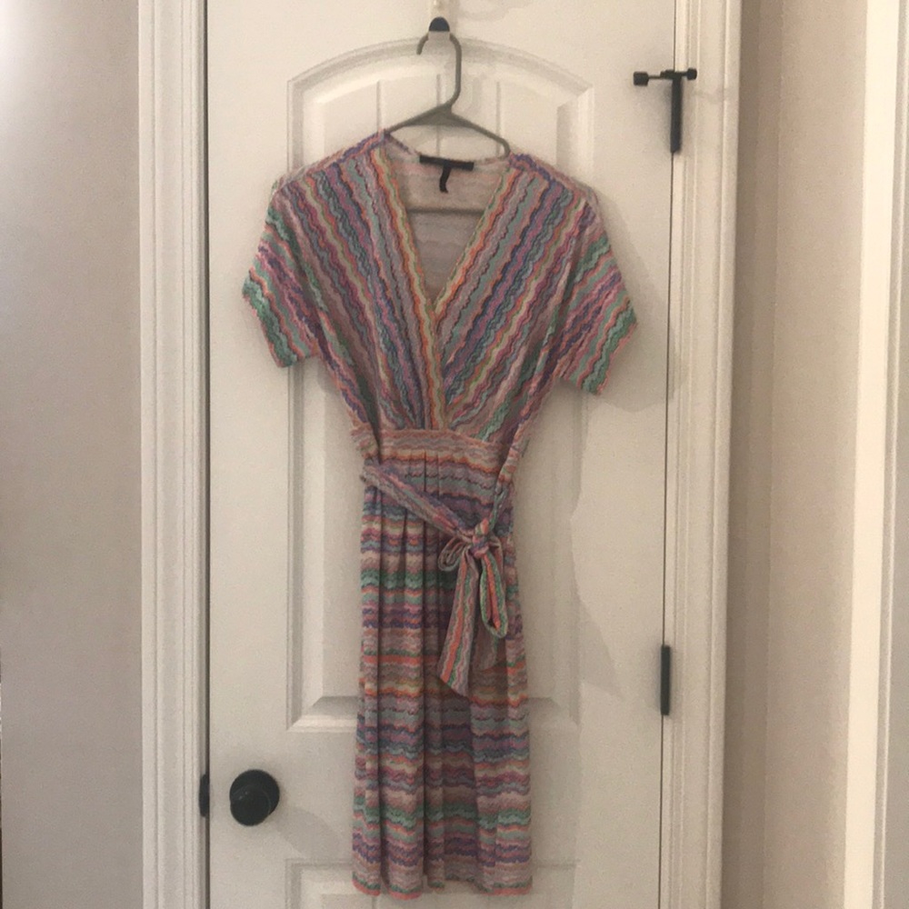 Multi-colored abstract striped dress
